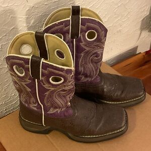 Durango Girl’s Purple and Brown Western Boots Kids Size 6M Retail $109